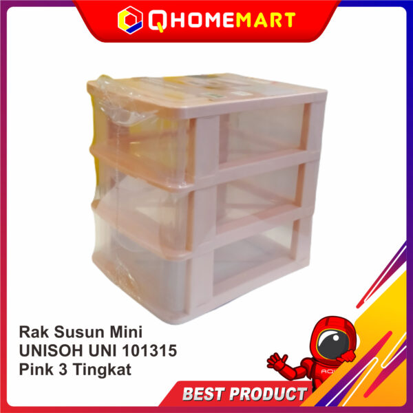 Rak Susun Mini UNISOH UNI 101315 Pink 3 Tingkat