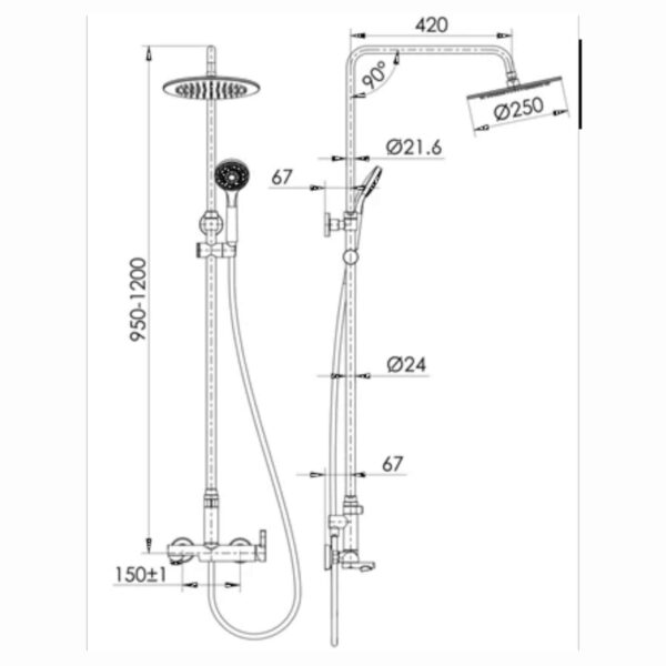 Shower Mandi Set WASSER ESS X330 Swivel Spout