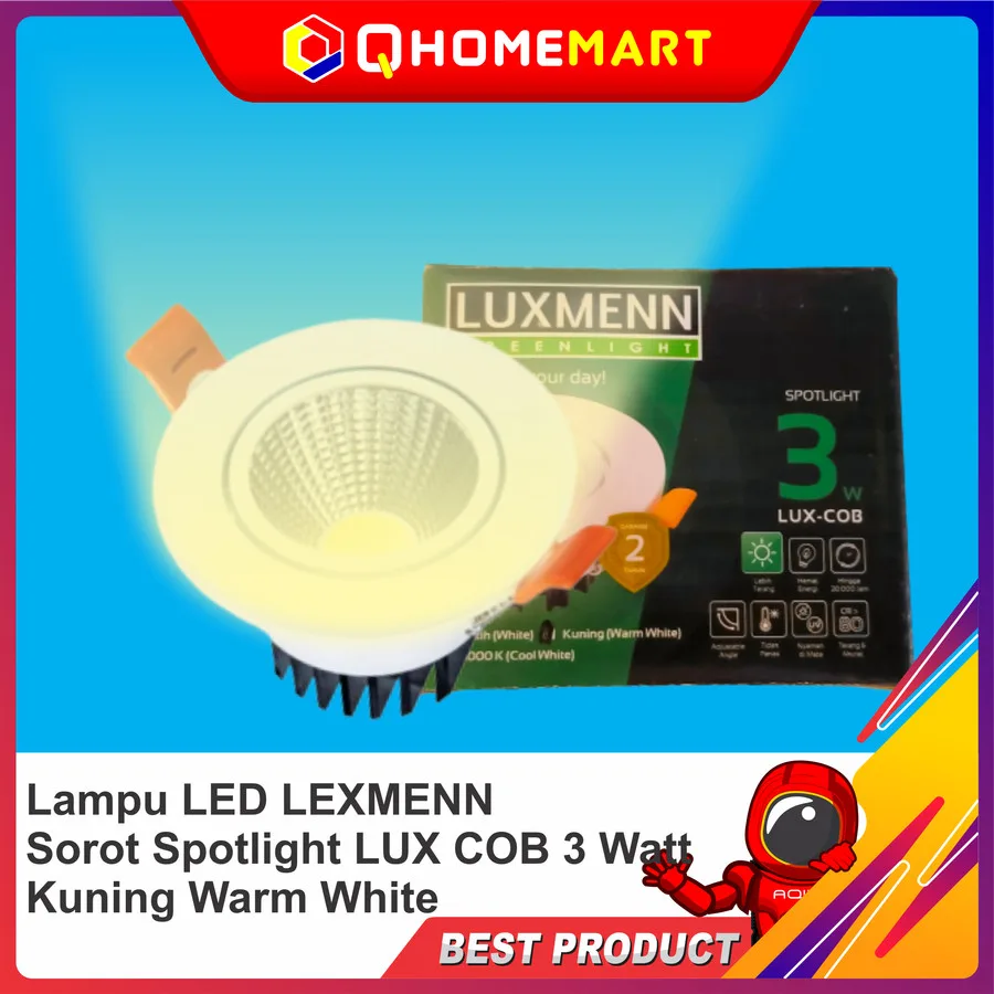 Lampu LED LUXMENN Sorot Spotlight LUX COB 3 Watt Kuning Warm White - 3 watt